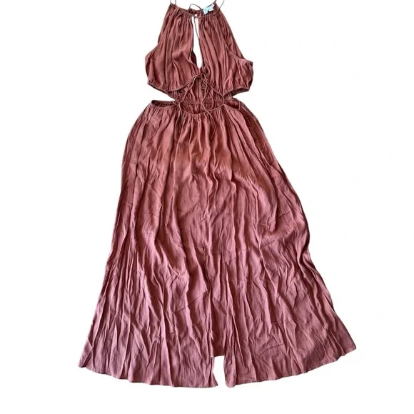 ASTR The Label XL Mid Cutout Sleeveless Maxi Dress Clay Brown Vacation Wedding - Picture 2 of 9